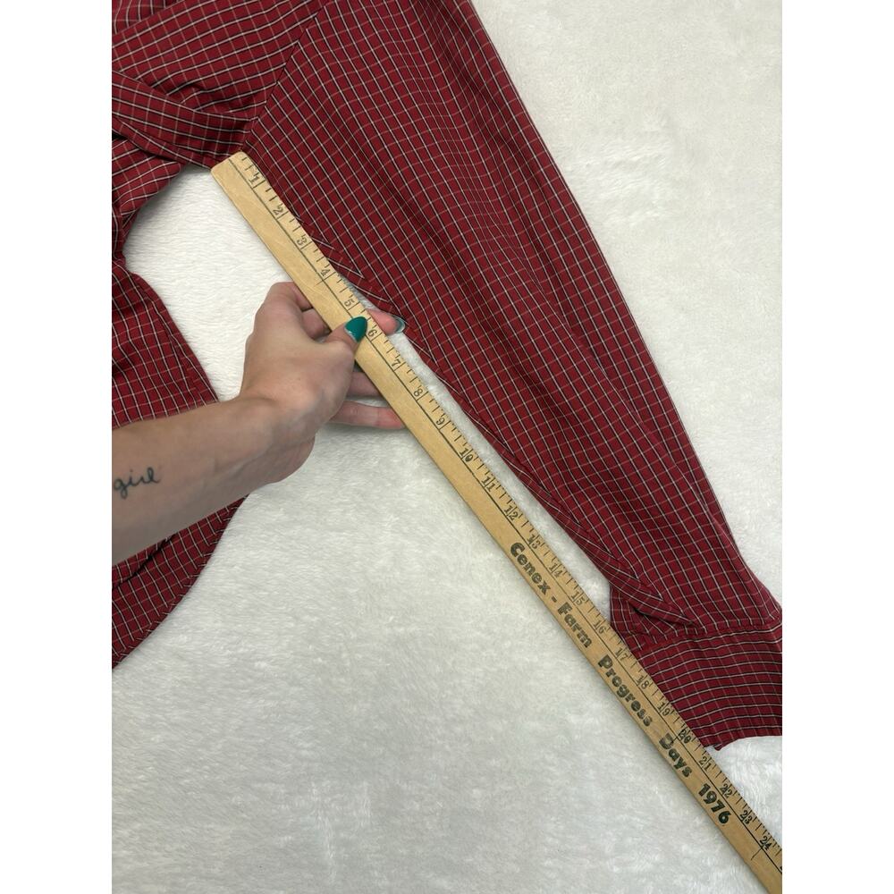 Ely Cattleman Pearl Snap Long Sleeve Shirt Medium Red Plaid Rancher Western - Picture 6 of 8